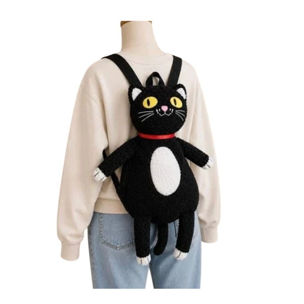 Spookyville Critters‎ Plush Furry Black Cat Backpack Adjustable Straps